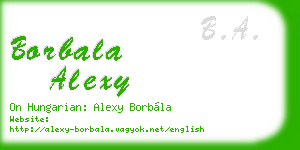 borbala alexy business card