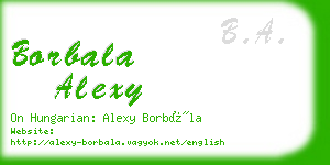 borbala alexy business card